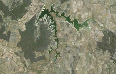 Aerial photograph of Campaspe Basin & lake Eppalock